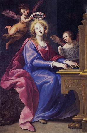 Santa Cecilia tocando el órgano, cuadro de Matteo Rosselli (1620). 